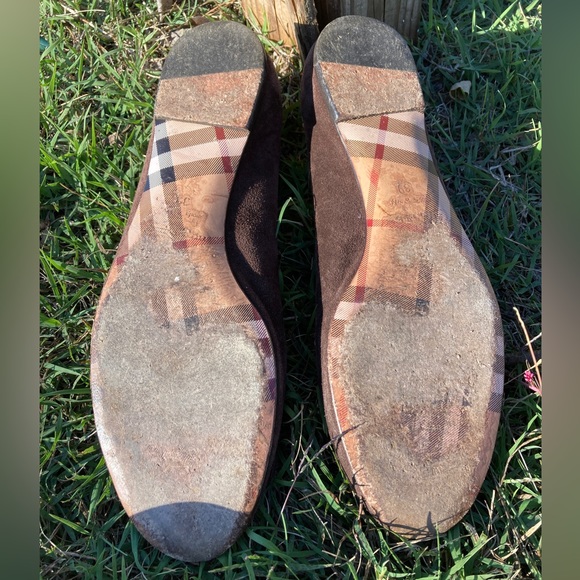 BURBERRY Ballet Flats Suede w/Leather Nova Check Soles, Size 39 EU - 8 to 8.5 US - Picture 3 of 5